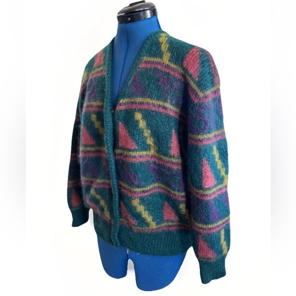 Vintage 80’s Sai Sai Chunky Mohair Cardigan South western Style - Picture 3 of 12